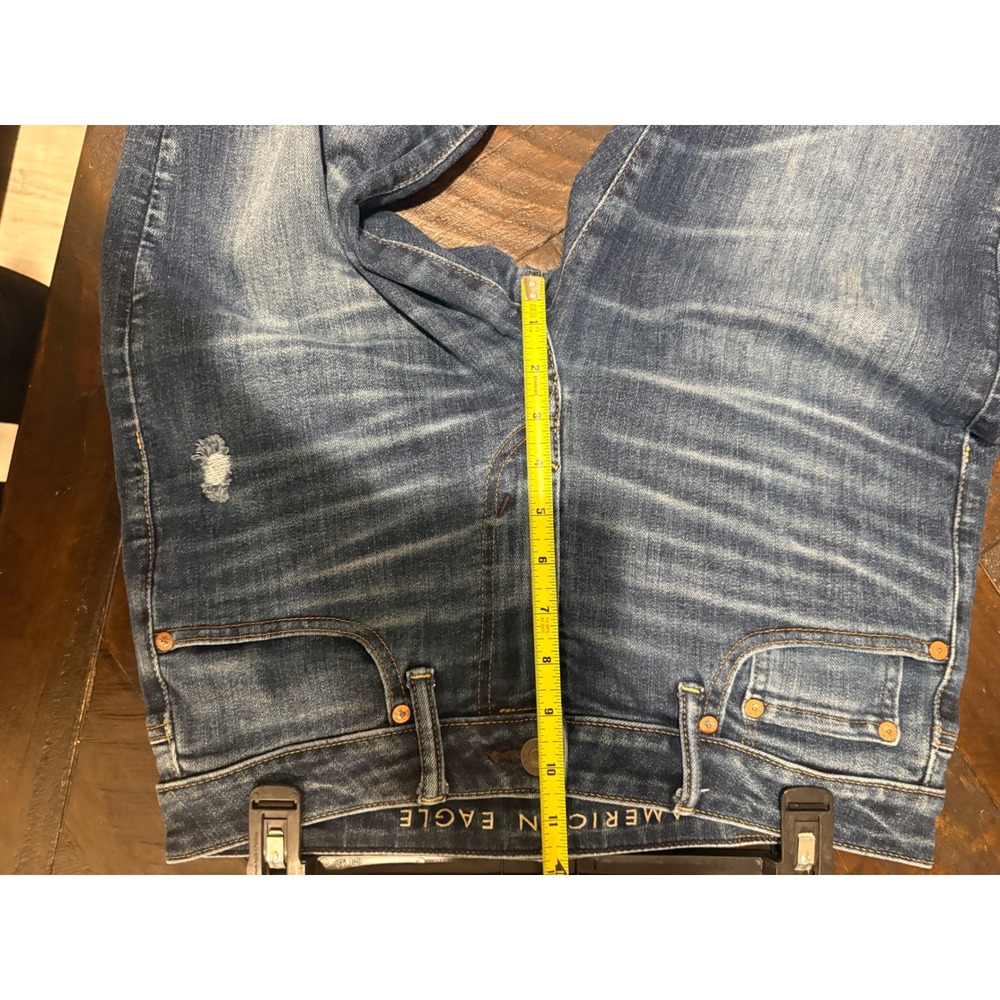American Eagle Airflex+ Temp Tech Slim Jeans Dark Wash Distressed Mens 31x29 - Picture 7 of 10
